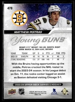 2023-24 Upper Deck #478 Matthew Poitras - Hockey Card Single