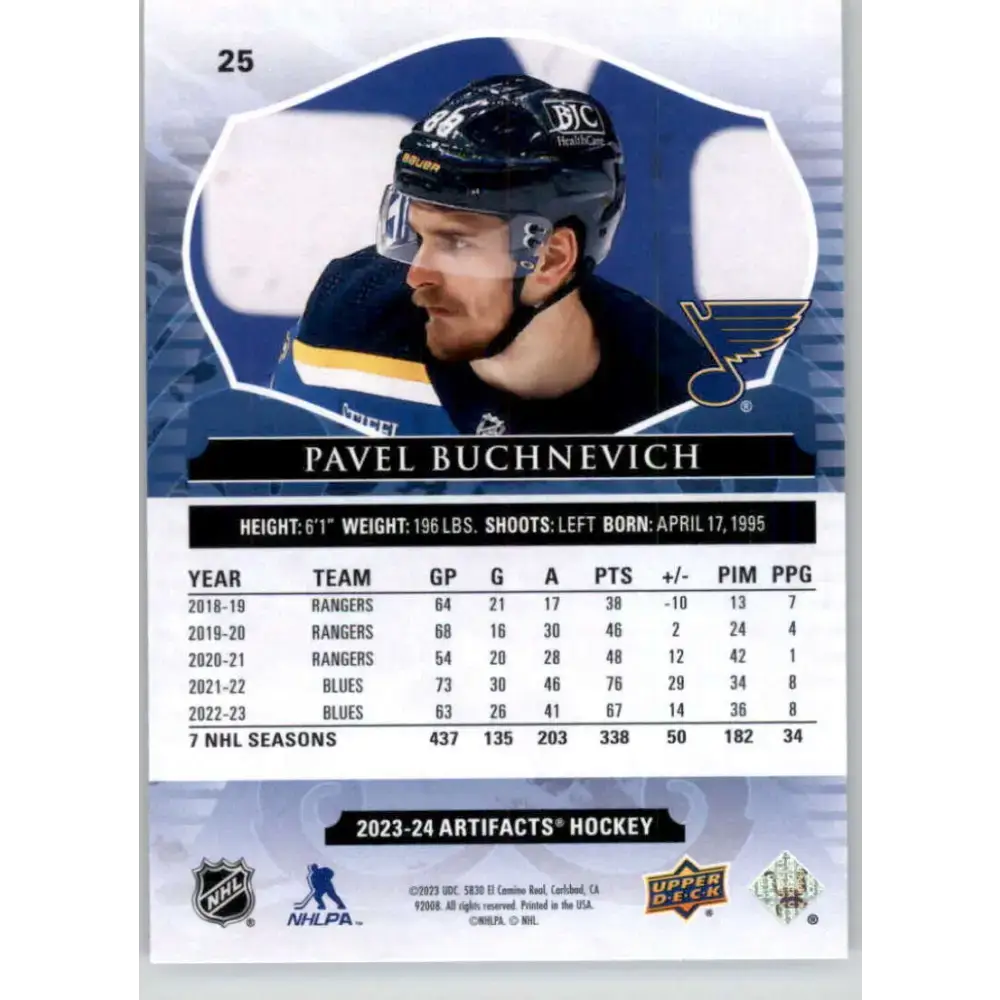 2023-24 Upper Deck Artifacts #25 Pavel Buchnevich NM-MT St. Louis Blues Hockey Card - Hockey Card Single