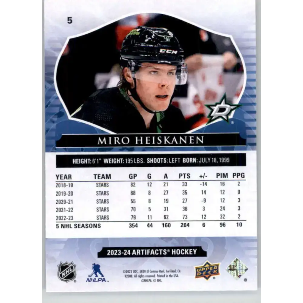 2023-24 Upper Deck Artifacts #5 Miro Heiskanen NM-MT Dallas Stars Hockey Card - Hockey Card Single