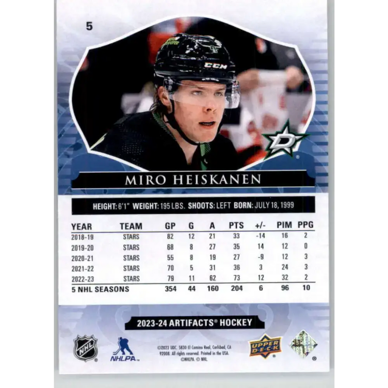 2023-24 Upper Deck Artifacts #5 Miro Heiskanen NM-MT Dallas Stars Hockey Card - Hockey Card Single