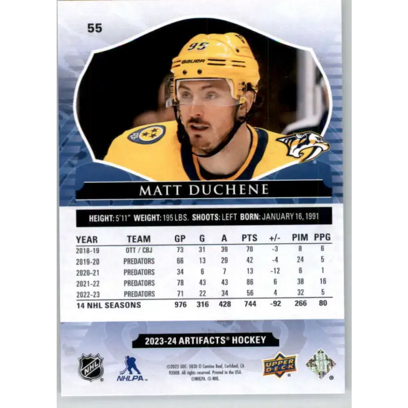 2023-24 Upper Deck Artifacts #55 Matt Duchene NM-MT Nashville Predators Hockey Card - Hockey Card Single