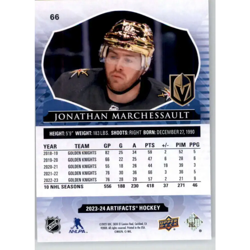 2023-24 Upper Deck Artifacts #66 Jonathan Marchessault NM-MT Vegas Golden Knights Hockey Card - Hockey Card Single