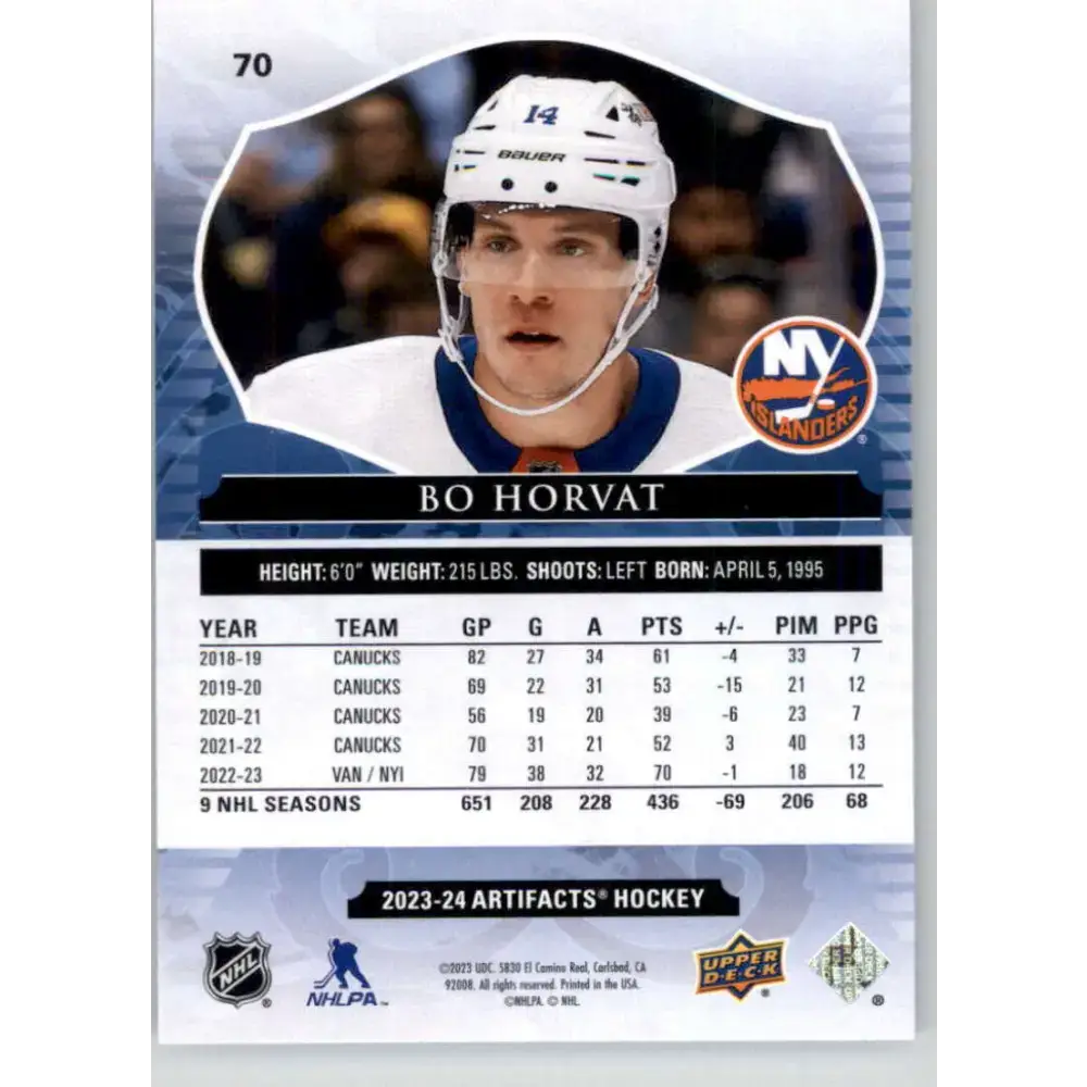 2023-24 Upper Deck Artifacts #70 Bo Horvat NM-MT New York Islanders Hockey Card - Hockey Card Single