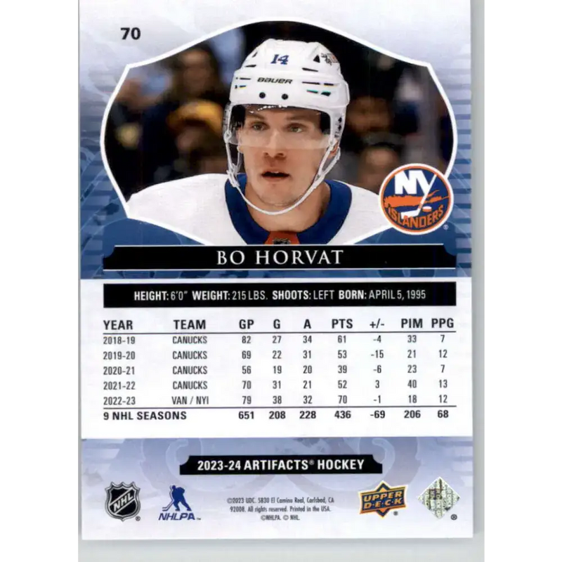 2023-24 Upper Deck Artifacts #70 Bo Horvat NM-MT New York Islanders Hockey Card - Hockey Card Single