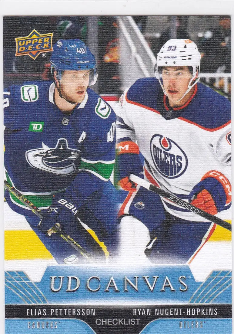 Hockey trading card featuring NHL players in action from 2023-24 Upper Deck C210 Checklist Petterson