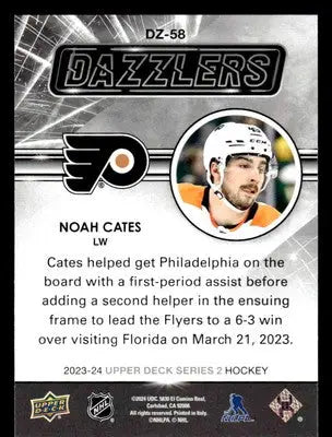 2023-24 Upper Deck #DZ-58 Noah Cates Dazzlers Blue - Hockey Card Single