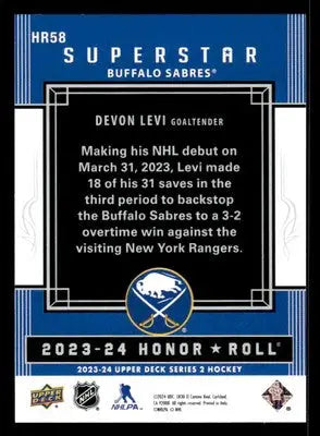 2023-24 Upper Deck #HR58 Devon Levi Honor Roll - Hockey Card Single