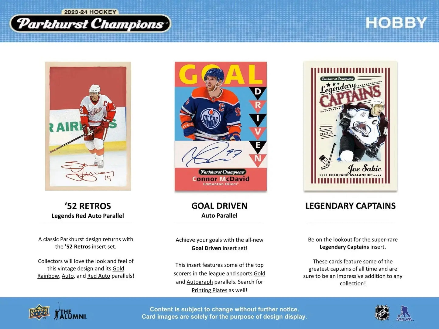 2023-24 Upper Deck Parkhurst Champions Hockey Hobby Box | Columbia Sports Cards - Sports Card Hobby Boxes