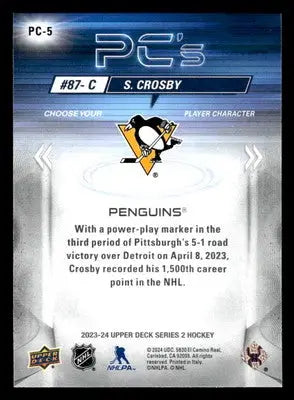2023-24 Upper Deck #PC-5 Sidney Crosby PC’s Sparkle - Hockey Card Single