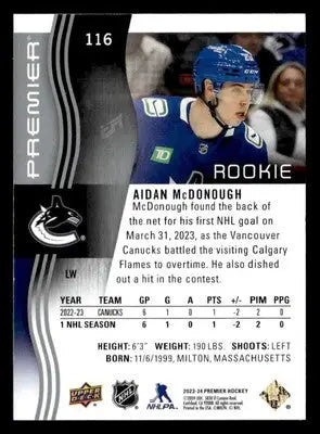 2023-24 Upper Deck Premier #116 Aidan McDonough #/399 - Hockey Card Single