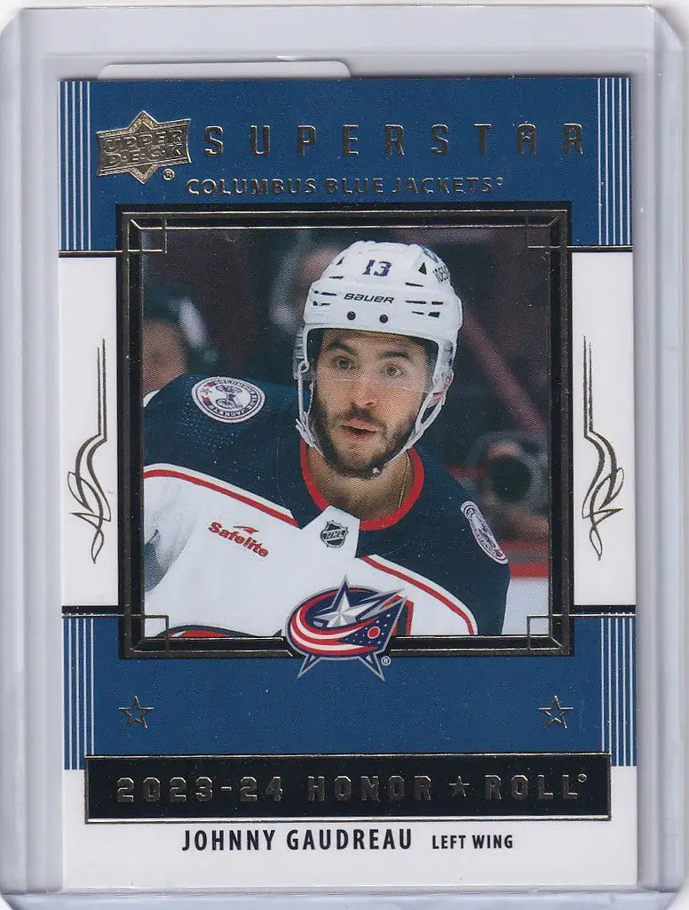 Hockey trading card of Johnny Gaudreau Columbus Blue Jackets Upper Deck Series 1 Honor Roll