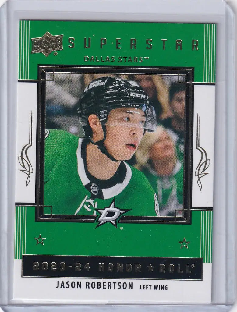 Hockey trading card of Jason Robertson from Upper Deck Series 1 Honor Roll featuring Dallas Stars