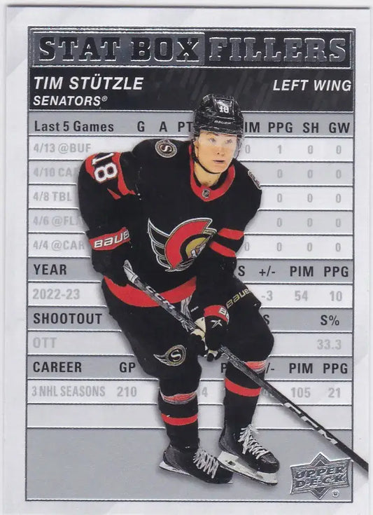 2023-24 Upper Deck Series 1 #SB-05 Tim Stutzle Stat Box Fillers Senators - Hockey Card Single