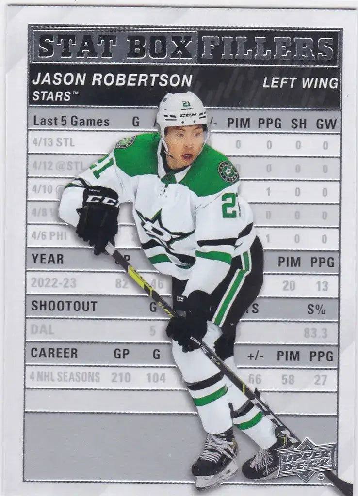 2023-24 Upper Deck Series 1 #SB-23 Jason Robertson Stat Box Fillers Dallas Stars