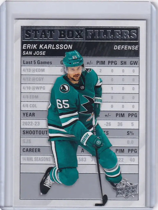 2023-24 Upper Deck Series 1 Stat Box Filler #SB-4 Erik Karlsson San Jose Sharks - Hockey Card Single