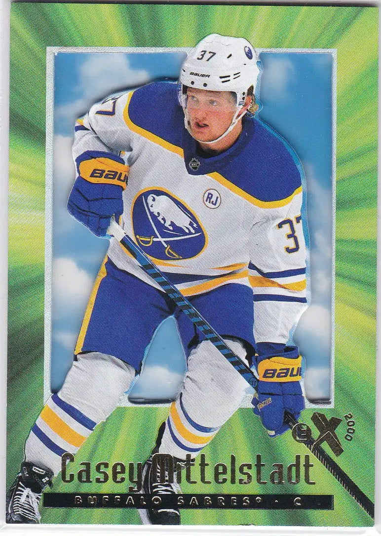 Casey Mittelstadt Buffalo Sabres hockey card from 2023-24 Upper Deck Skybox E-X 2000