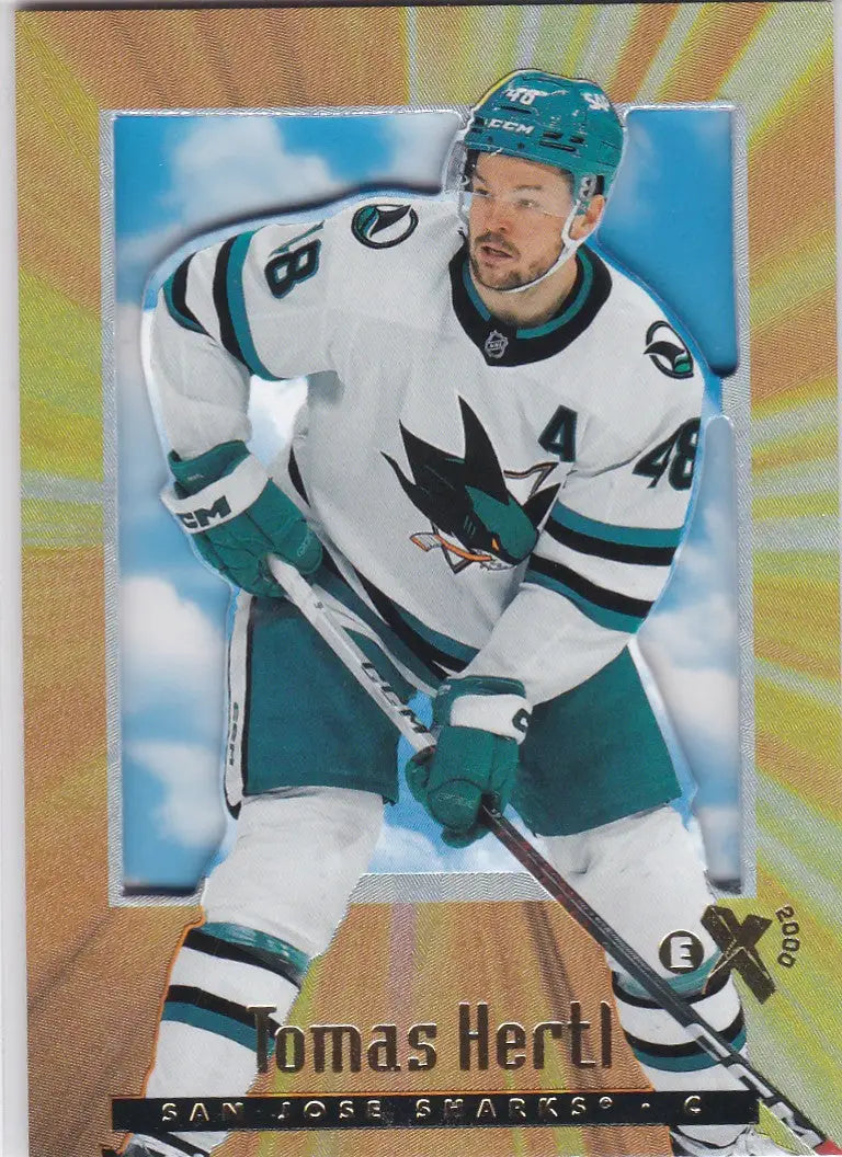 Tomas Hertl hockey card from 2023-24 Upper Deck Skybox E-X 2000 San Jose Sharks