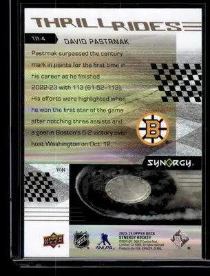 2023-24 Upper Deck Synergy #TR-4 David Pastrnak Thrill Rides - Hockey Card Single