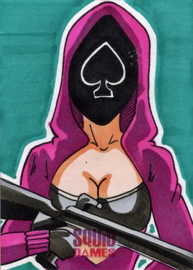 Stylized Squid Game guard sketch card by Andy Bohn for 5finity Squid Dames