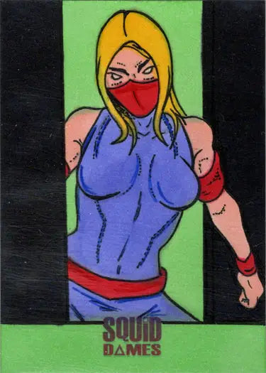 Cartoon ninja woman sketch card featuring Squid Dames by Rusty Gilligan 2023