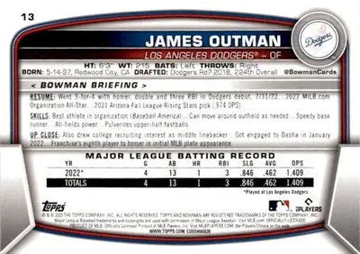 2023 Bowman #13 James Outman - Baseball Card Single