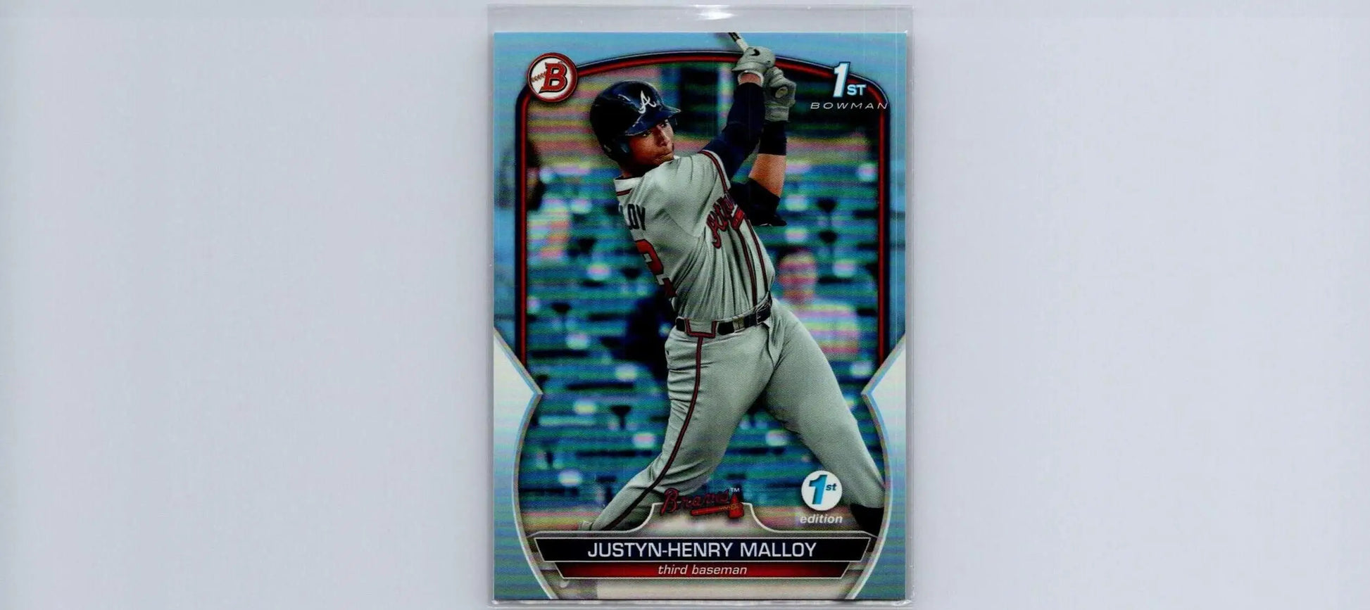 Baseball trading card Bowman 1st Edition Malloy Sky Blue Foil featuring Justyn Henry Malloy