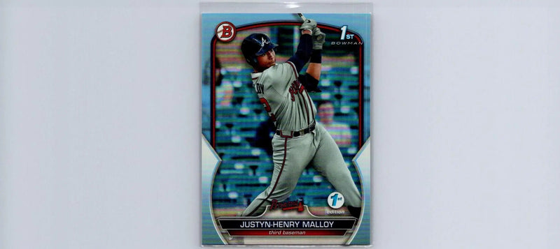 Baseball trading card Bowman 1st Edition Malloy Sky Blue Foil featuring Justyn Henry Malloy