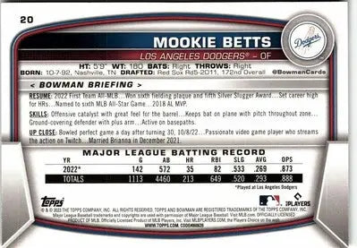 2023 Bowman #20 Mookie Betts - Baseball Card Single