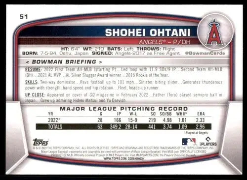 2023 Bowman #51 Shohei Ohtani NM-MT Angels ID:78652 - Baseball Card Single
