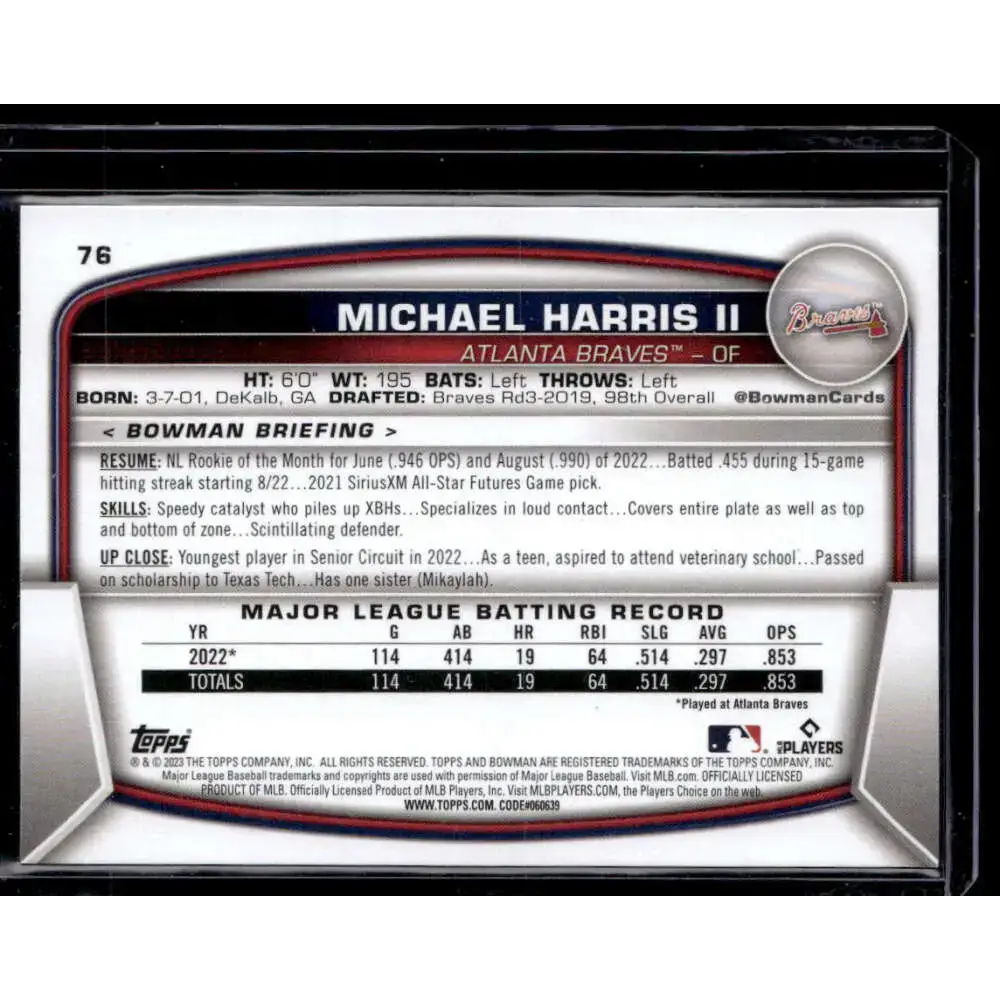 2023 Bowman #76 Michael Harris II NM-MT - Baseball Card Single