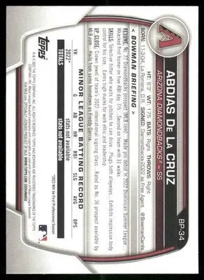2023 Bowman Abdias De La Cruz #BP-34 1st Bowman Baseball - Baseball Card Single