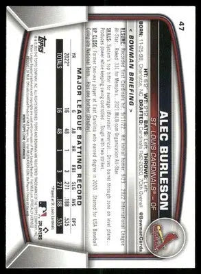 2023 Bowman Alec Burleson #47 RC Baseball - Baseball Card Single