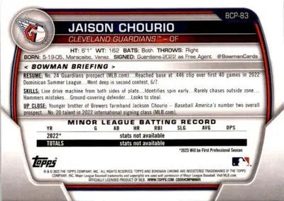 2023 Bowman #BCP-83 Jaison Chourio Chrome Prospects - Baseball Card Single