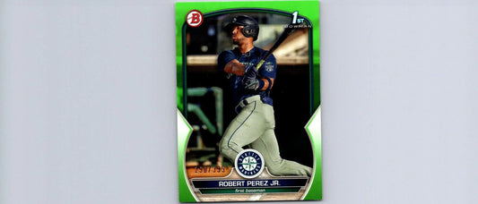 Robert Perez Jr. baseball card from 2023 Bowman Prospects Neon Green #/399