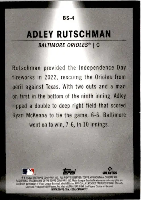 2023 Bowman #BS-4 Adley Rutschman Bowman Spotlights - Baseball Card Single