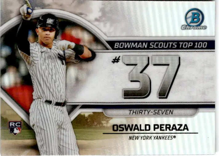 2023 Bowman #BTP-37 Oswald Peraza Bowman Scouts Top 100 - Baseball Card Single