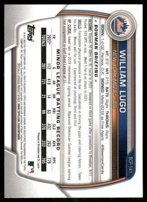 2023 Bowman Chrome 1st William Lugo #BCP-141 Baseball - Baseball Card Single