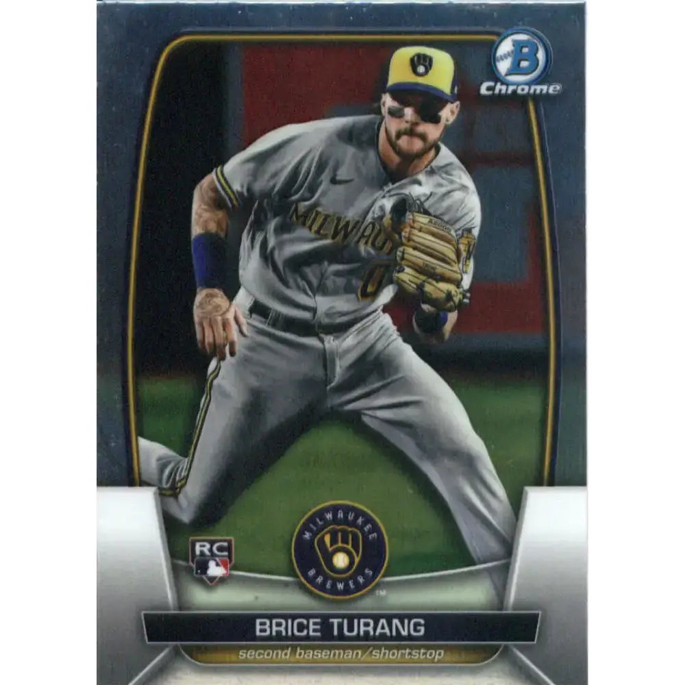 2023 Bowman Chrome #42 Brice Turang NM-MT RC Rookie Milwaukee Brewers Baseball Card - Baseball Card Single