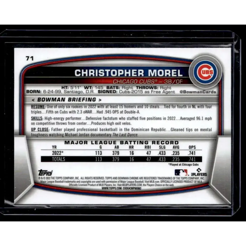 2023 Bowman Chrome #71 Christopher Morel NM-MT - Baseball Card Single