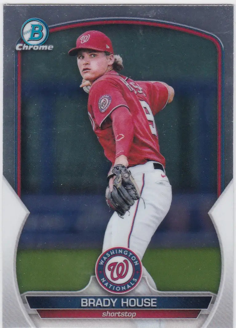 Baseball trading card of Brady House Washington Nationals in Bowman Chrome series