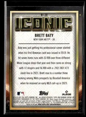 2023 Bowman Chrome Brett Baty #BI-20 Bowman Iconic Mojo Refractor New York Mets