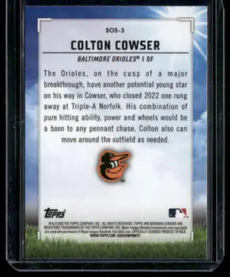 2023 Bowman Chrome Colton Cowser #SOS-3 Sights on September Baseball - Baseball Card Single