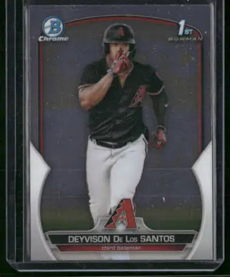 Baseball trading card of Deyvison De Los Santos from 2023 Bowman Chrome series