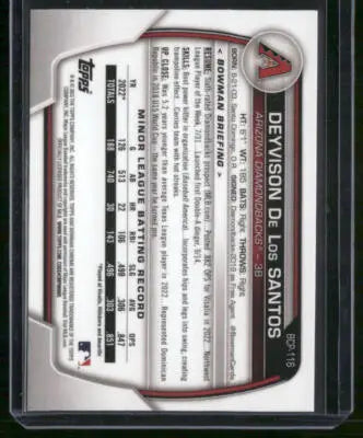 Baseball trading card for Deyvison De Los Santos from Bowman Chrome series