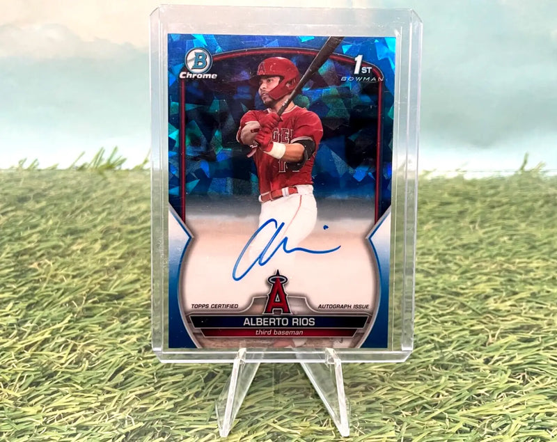 Signed Alberto Rios Baseball Card from 2023 Bowman Chrome Draft Sapphire Autographs