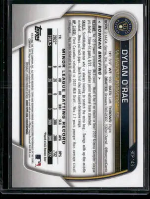 2023 Bowman Chrome Dylan O’Rae #BCP-143 1st Bowman Baseball - Baseball Card Single