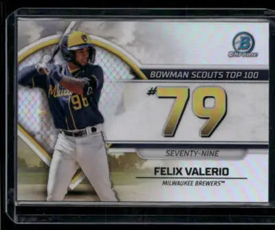 2023 Bowman Chrome Felix Valerio #BTP-79 Bowman Scouts Top 100 Baseball - Baseball Card Single
