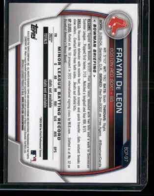 2023 Bowman Chrome Fraymi De Leon #BCP-97 1st Bowman Baseball - Baseball Card Single