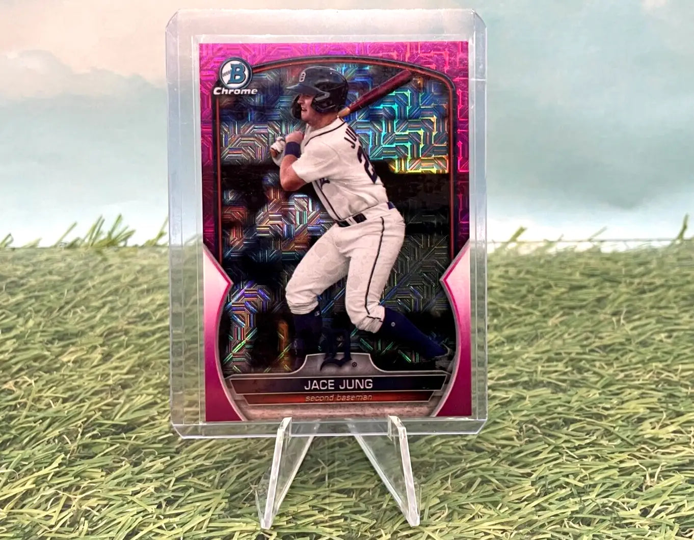 2023 Bowman Chrome- Jace Jung -Pink Mojo Refractor- #138/199 - TIGERS - Baseball Card Single