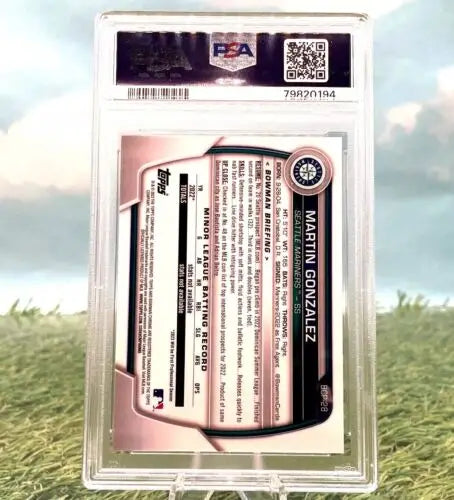 Graded 2023 Bowman Chrome Martin Gonzalez Green Refractor #68/99 PSA 9 Mint card